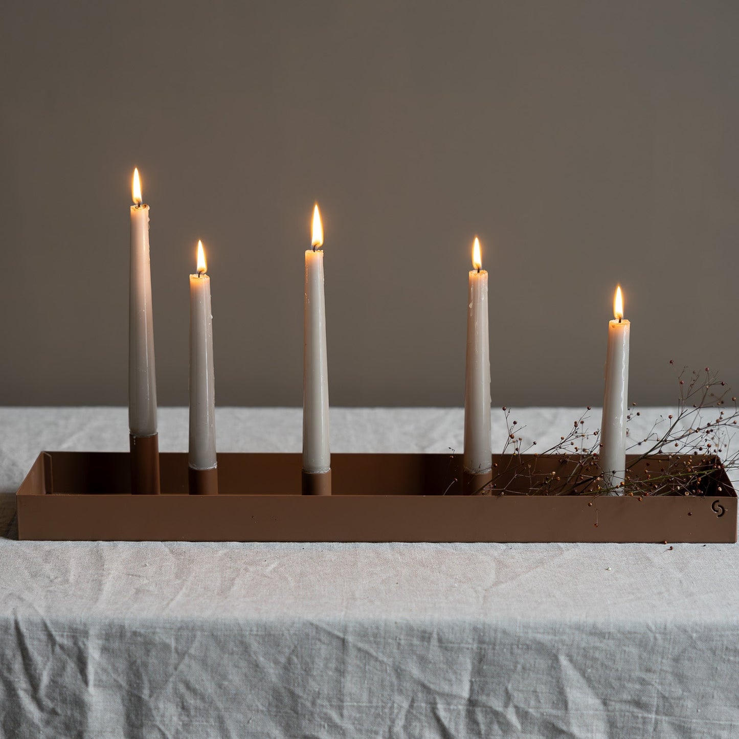 Large Brown Candlestick with Magnetic candle holders