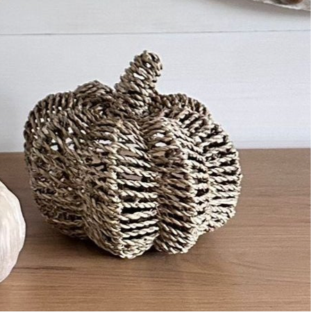 Set Of Two Rattan Pumpkins