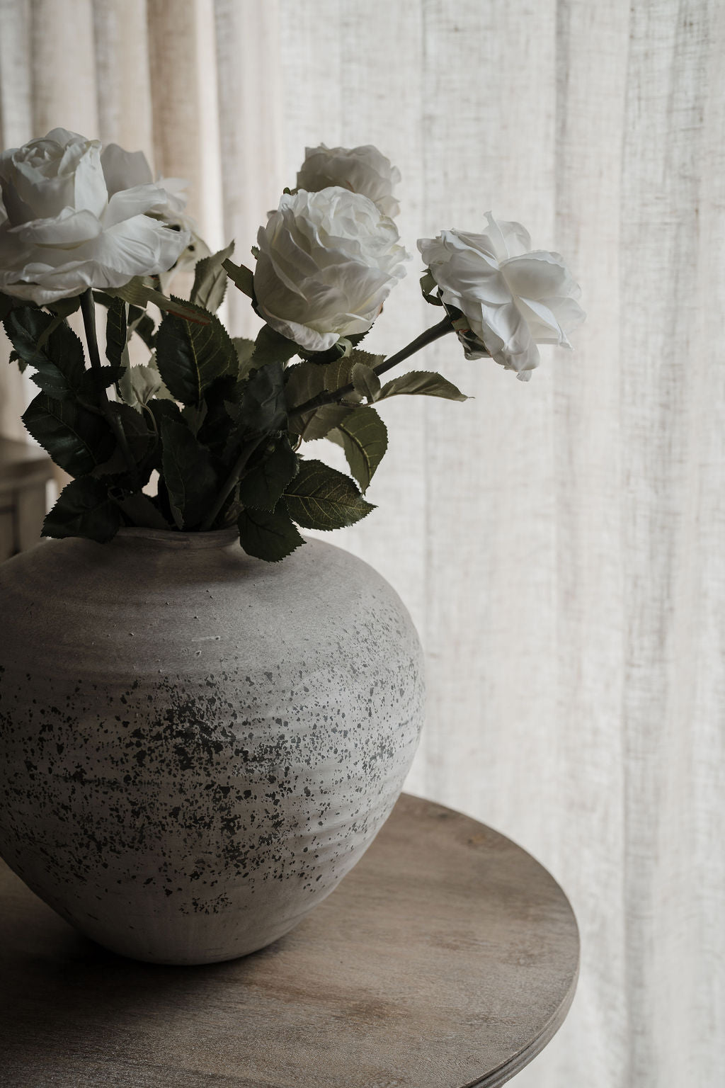 Large Rustic Grey Stone Ceramic Vase