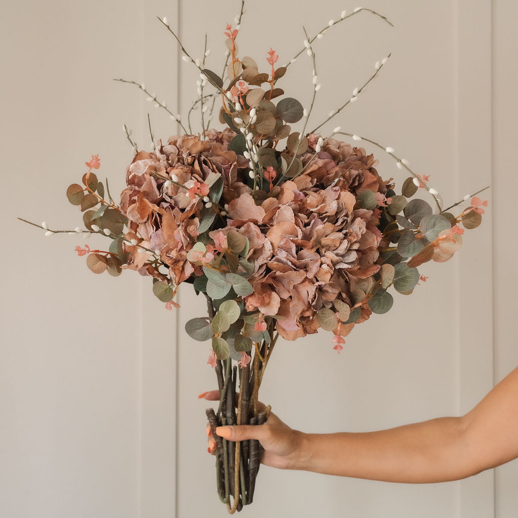Faux Dried Burgundy Hydrangea
