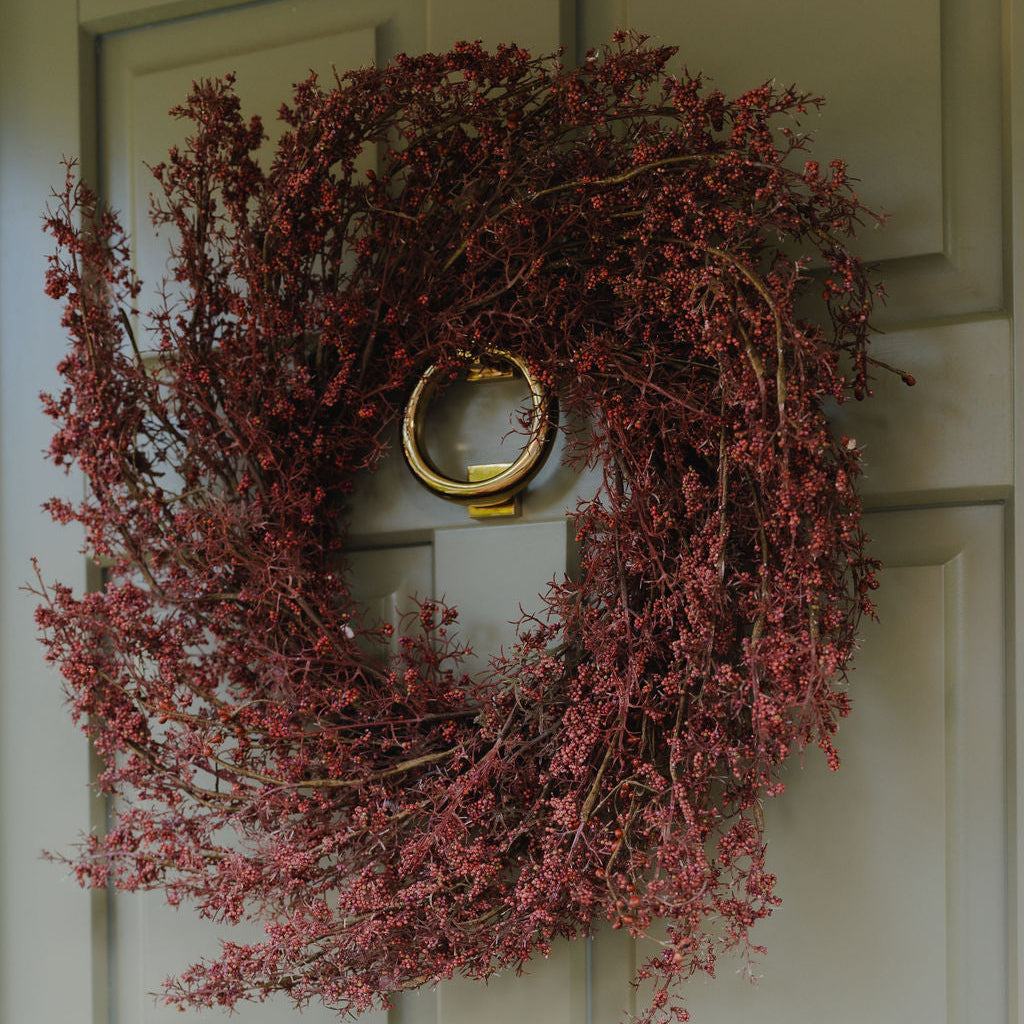 Crimson Rattan Wreath