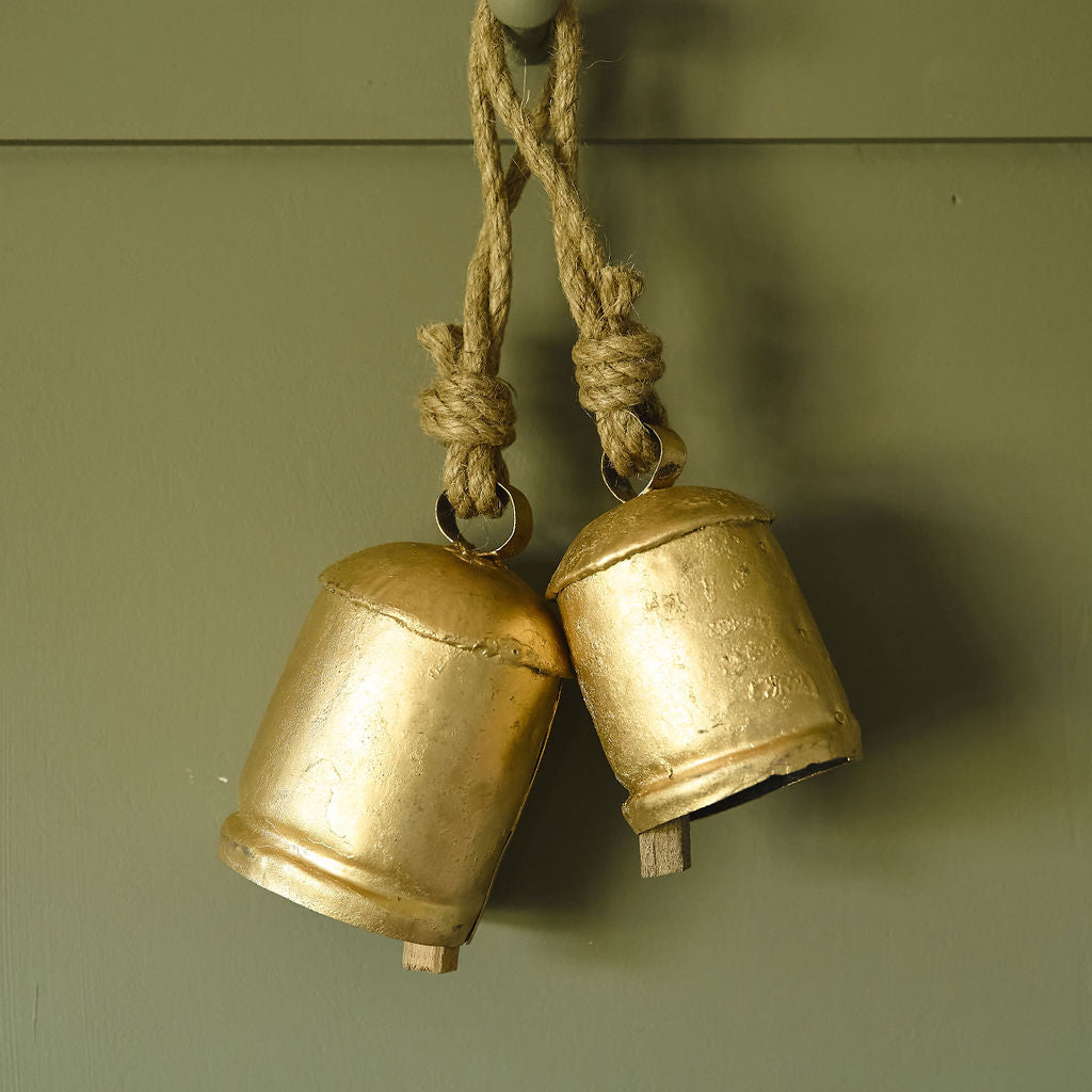 Antique Brass Cow Bells Set of Two