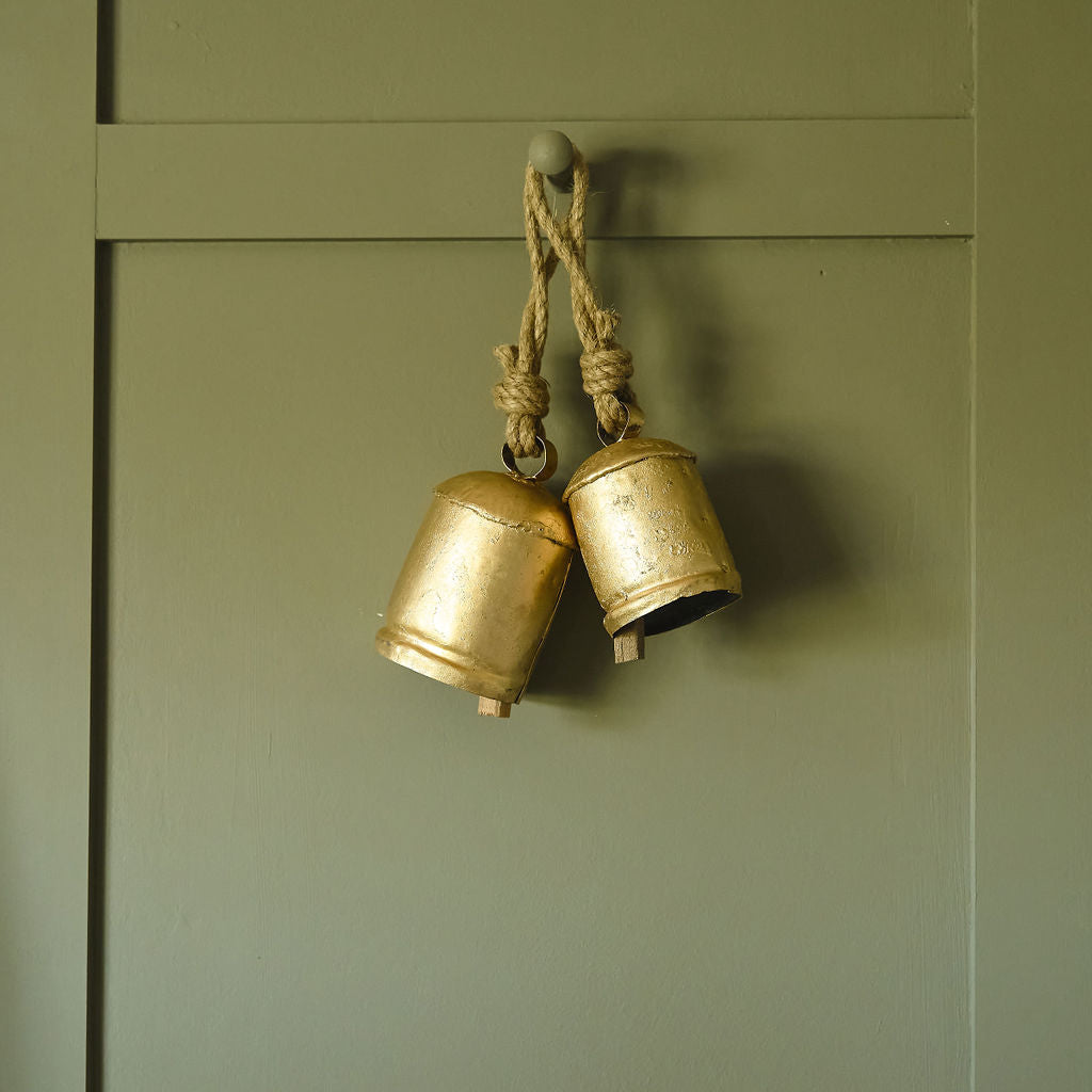 Antique Brass Cow Bells Set of Two