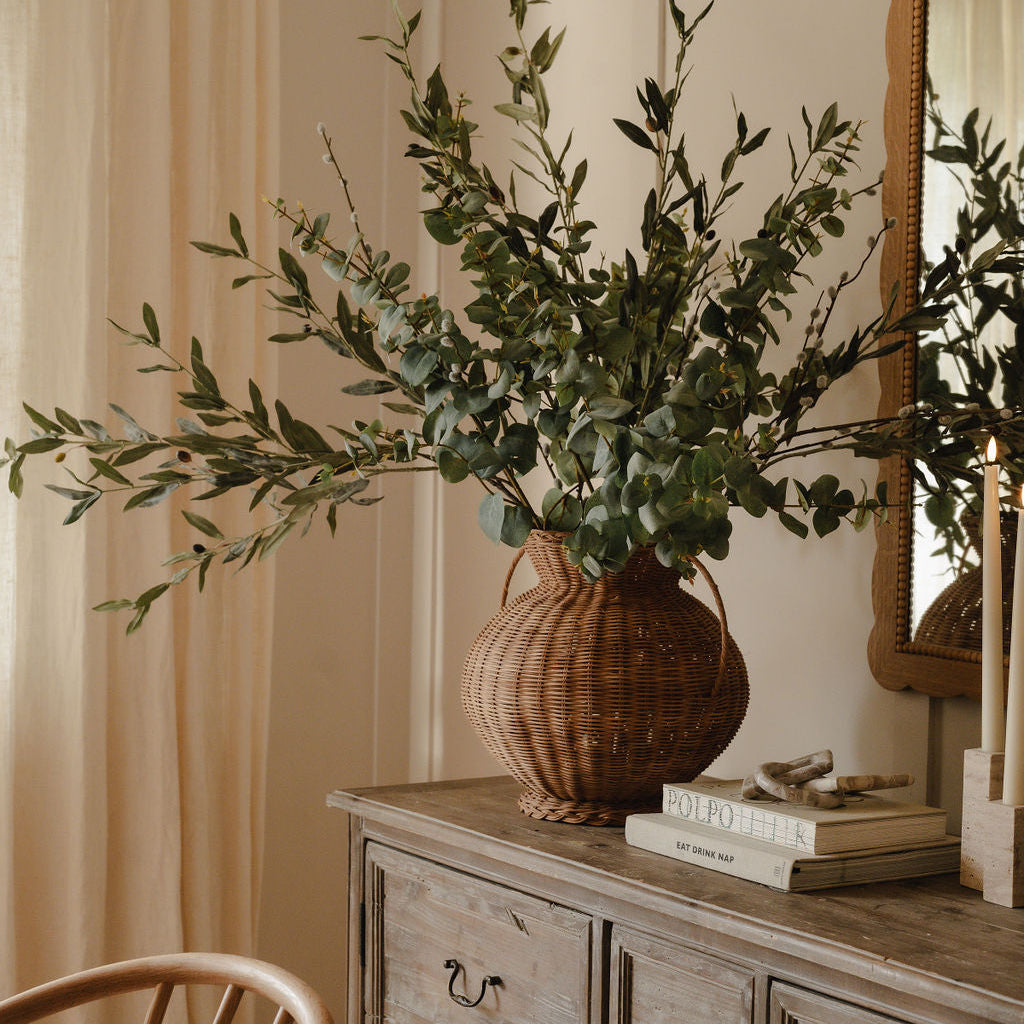 Medium Woven Vase and Olive Stems - Worth £148 - Bundle Price £118.40 Save 20%