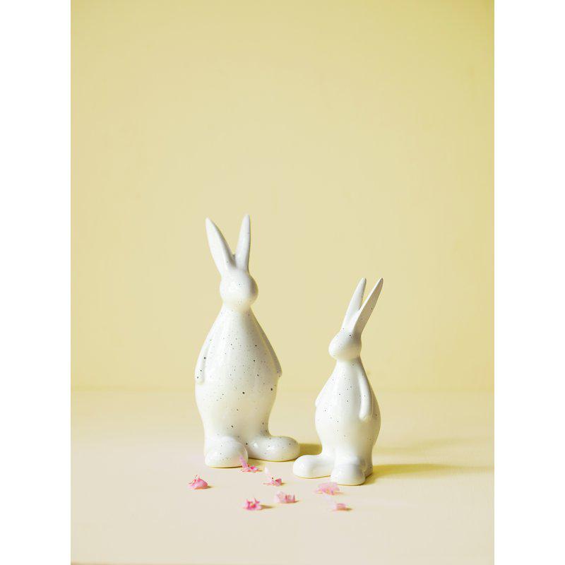 Set of 2 Ceramic White Hares