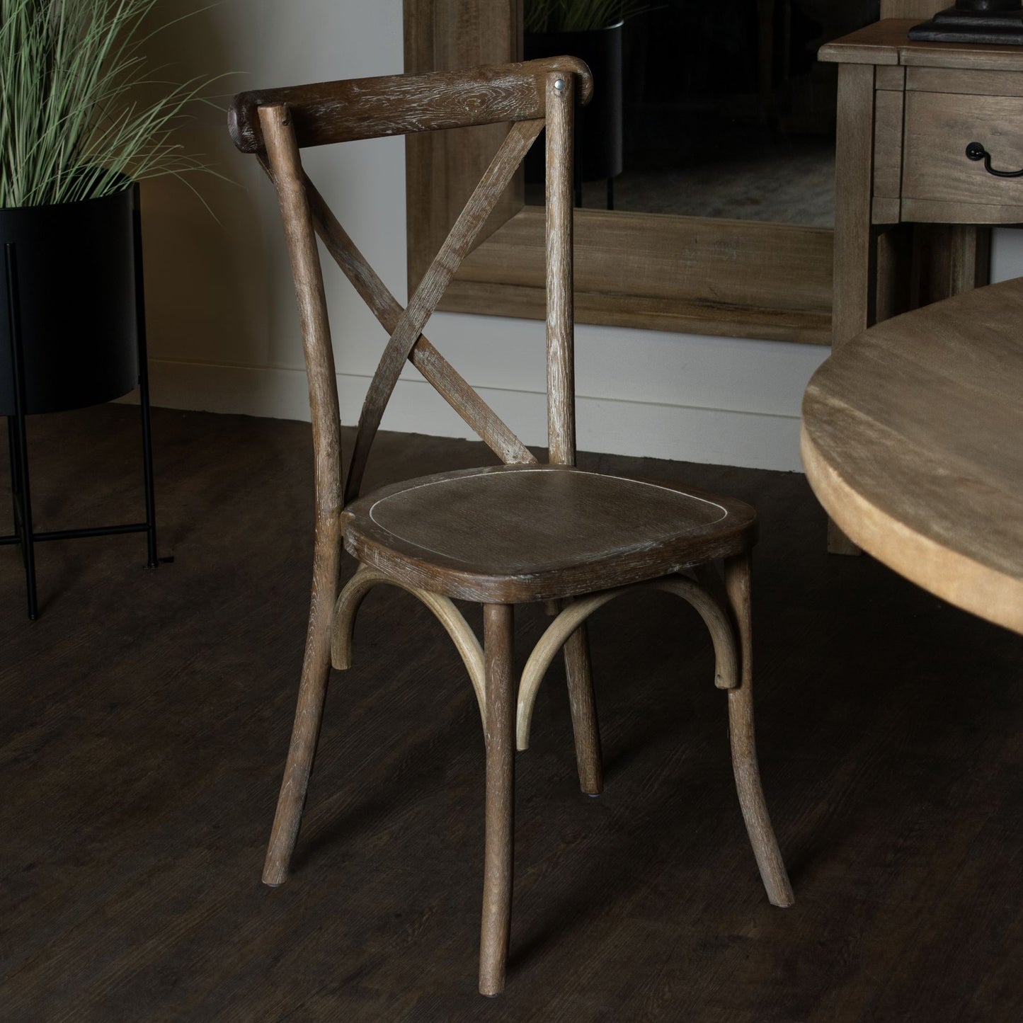 Set of 2 Light Oak Cross Back Chairs