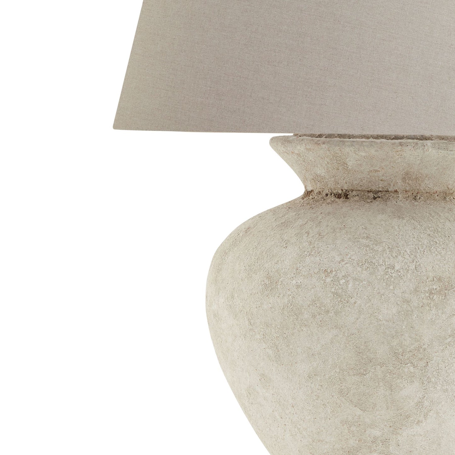 Athena Natural Stone Round Table Lamp With Linen Shade