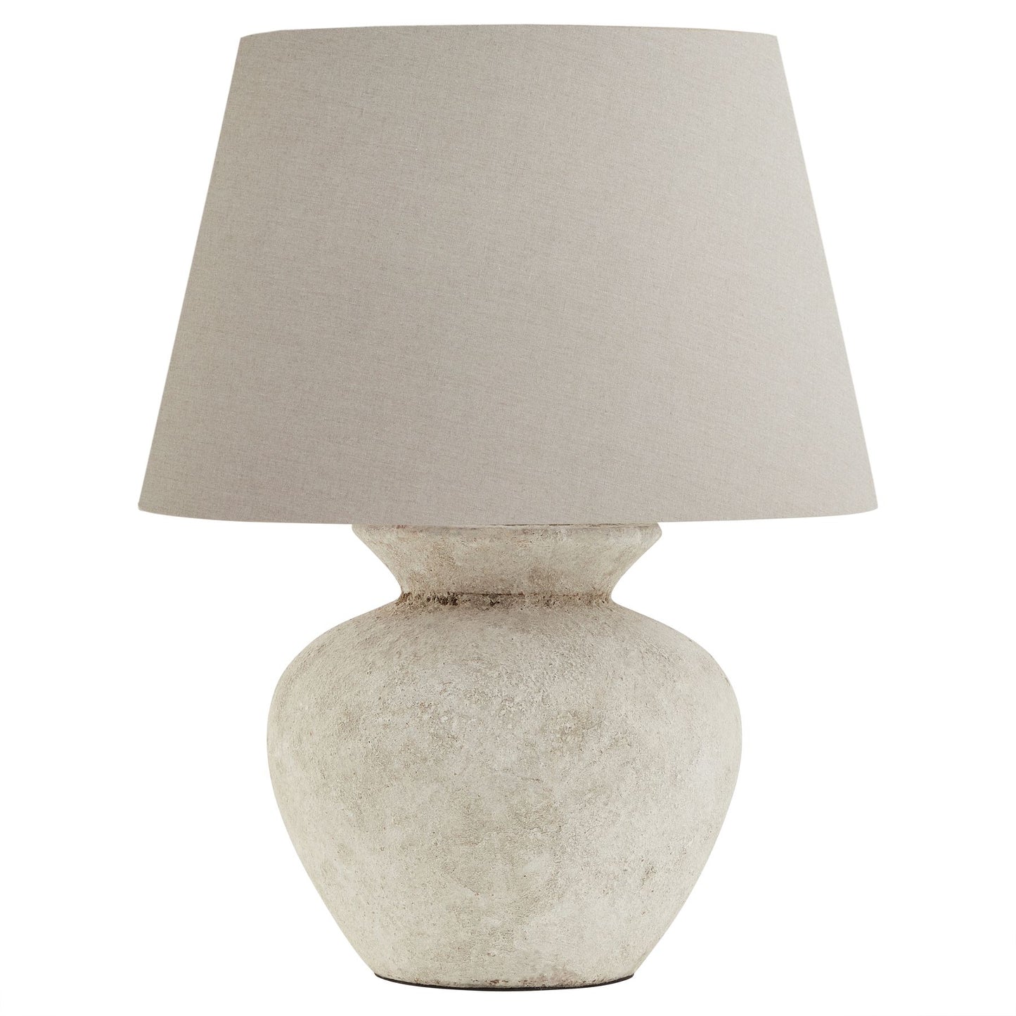 Athena Natural Stone Round Table Lamp With Linen Shade