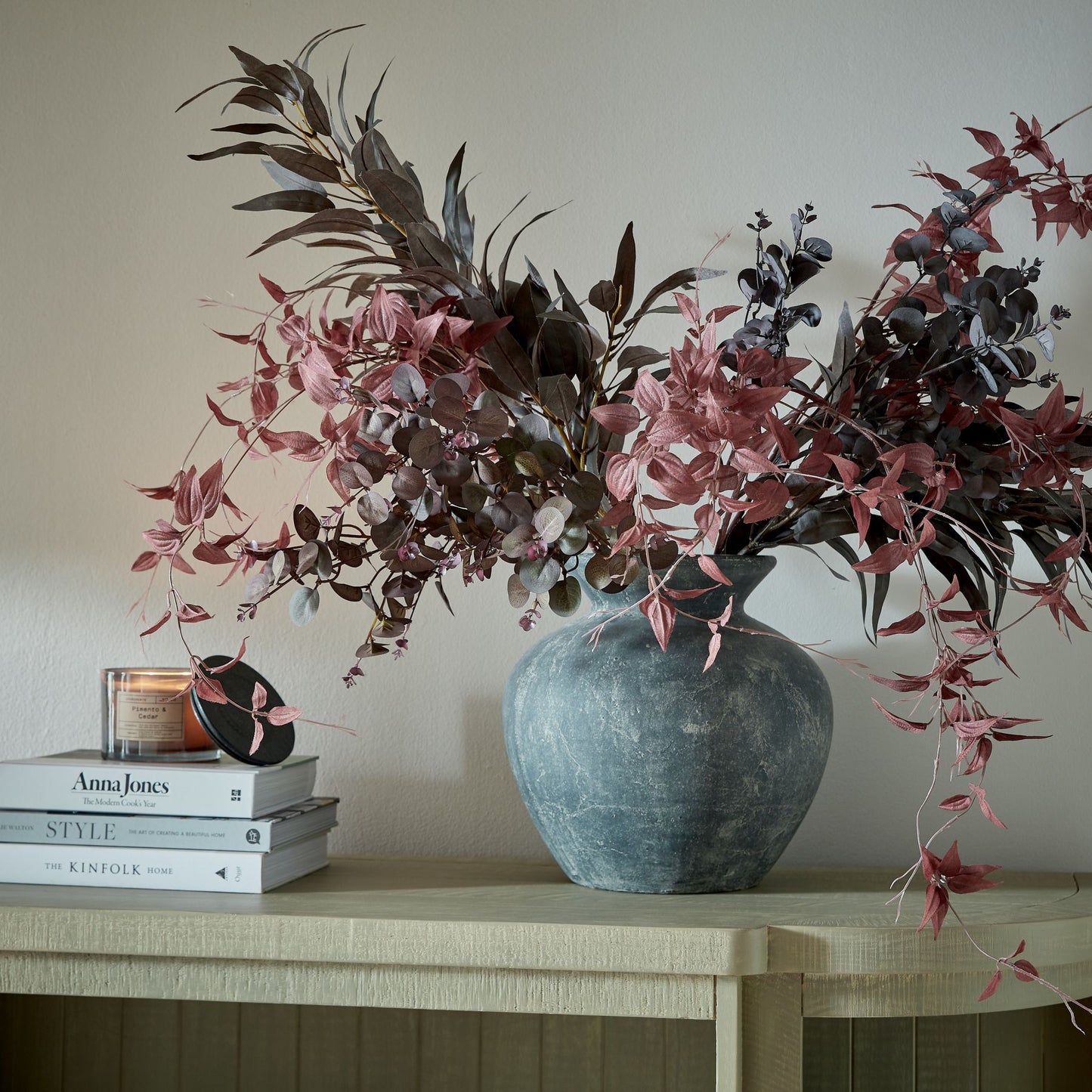 Grey Stone Fluted Vase