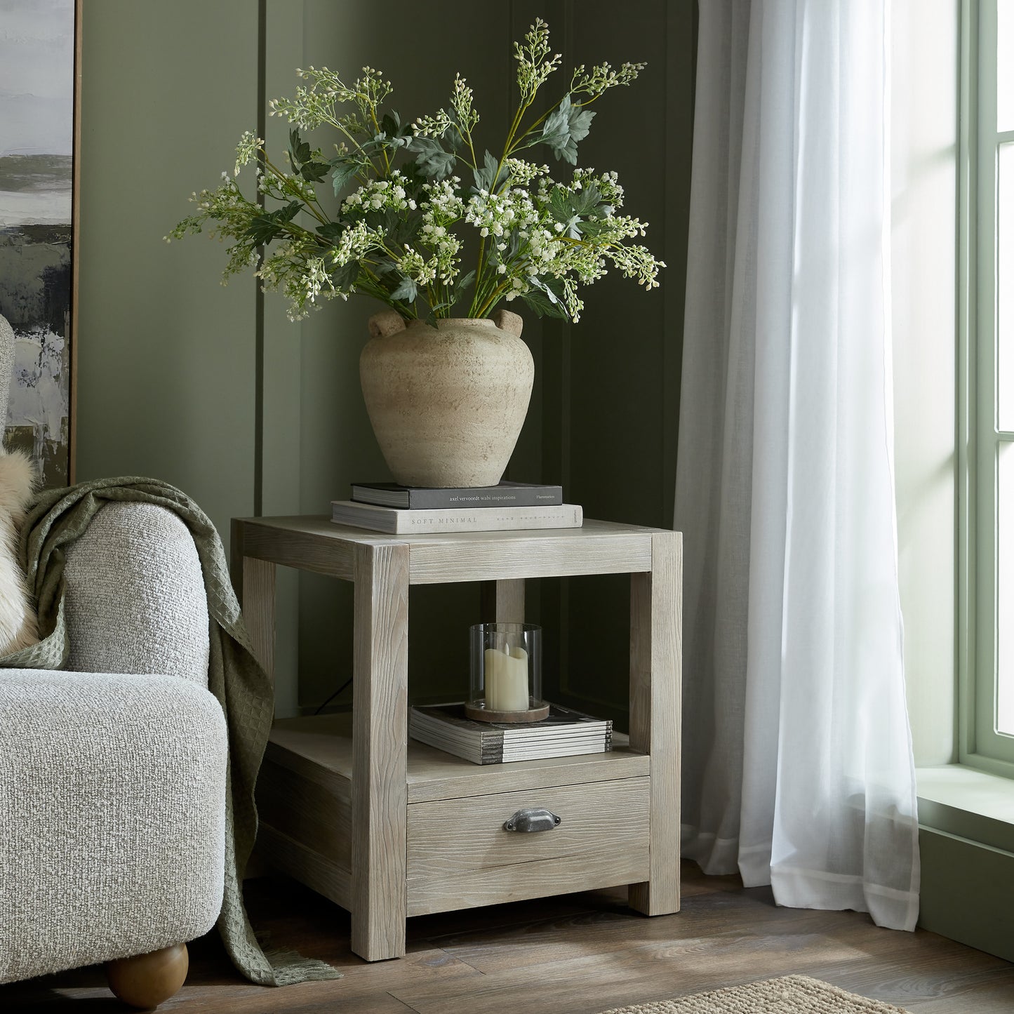 Haldon Collection 1 Drawer Side Table with Shelf