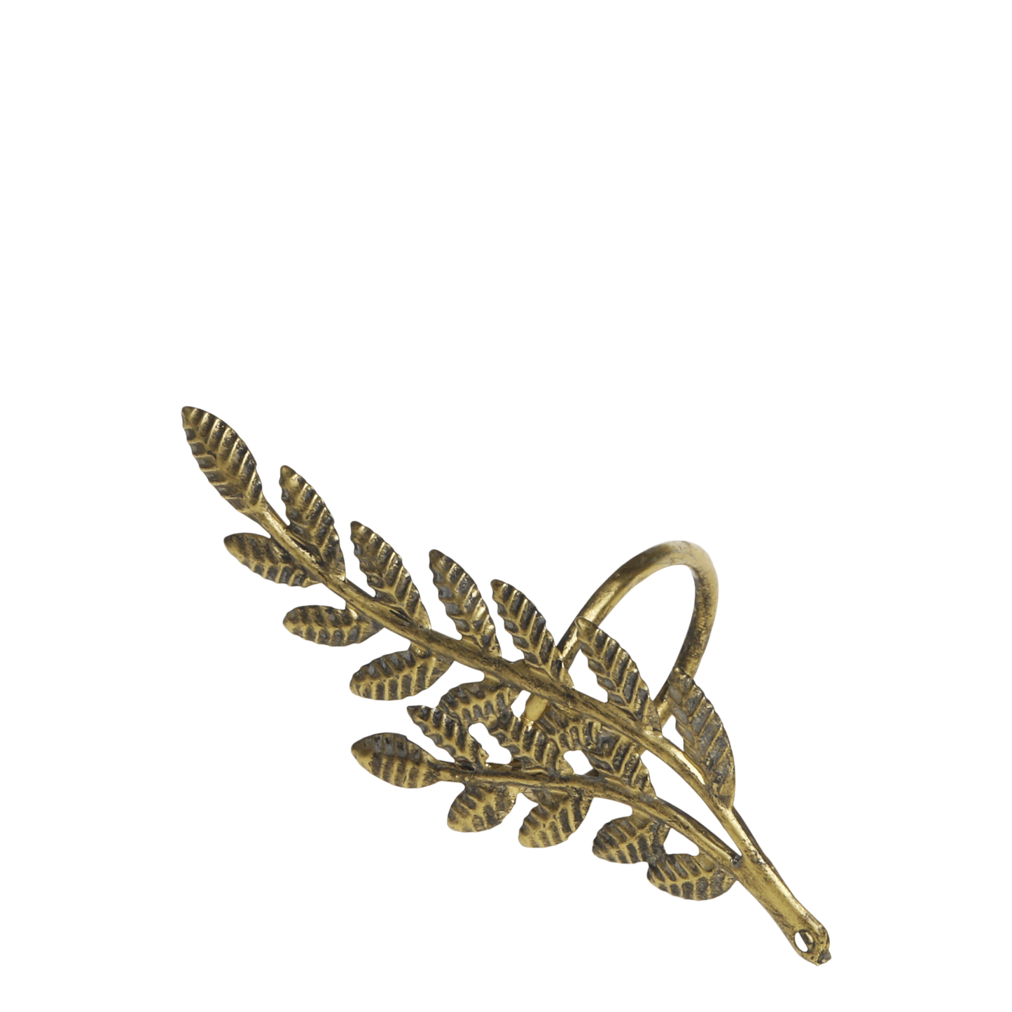 Set of 4 Leaf Detail Brass Napkin Ring