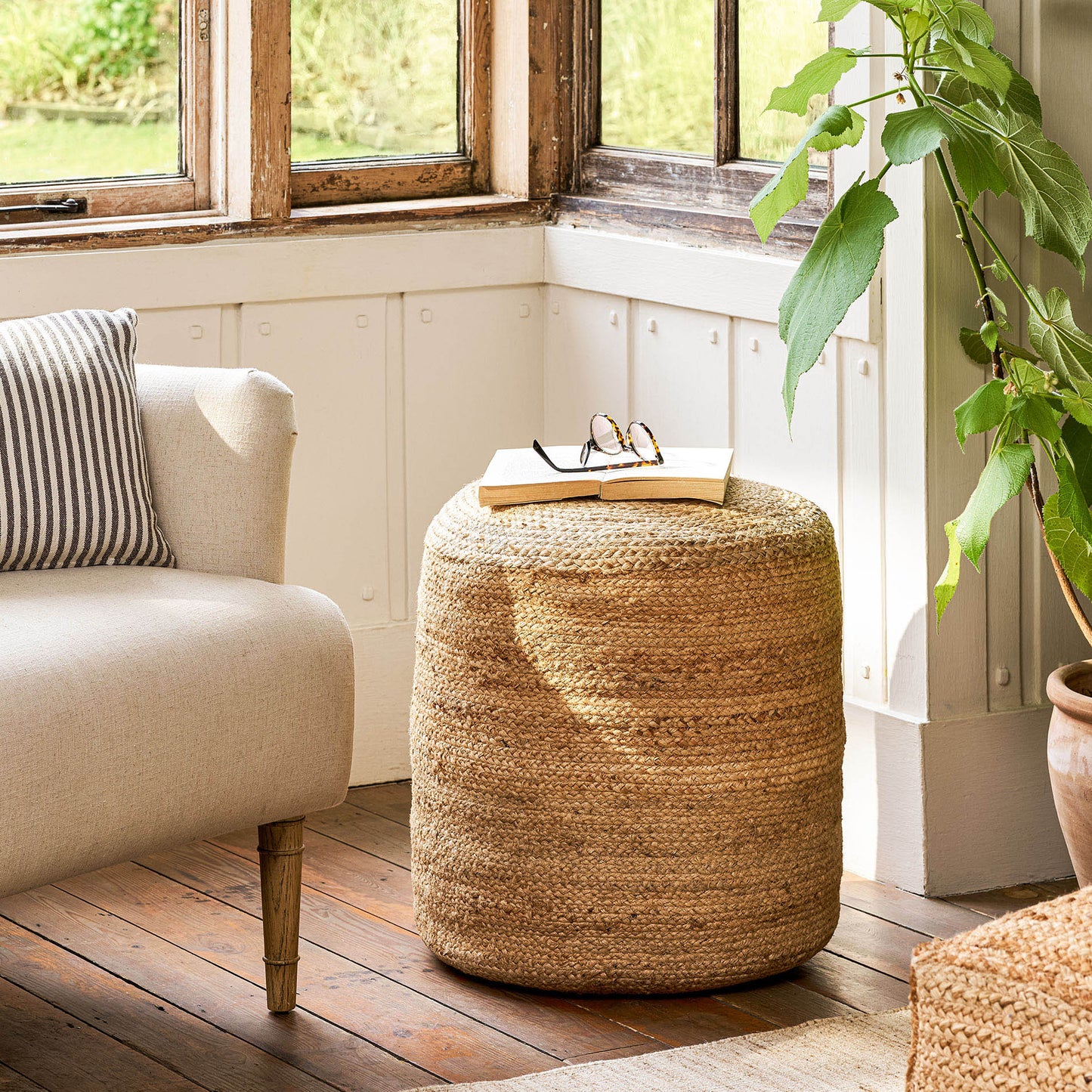 Cerney Jute Square Foot Stool Natural