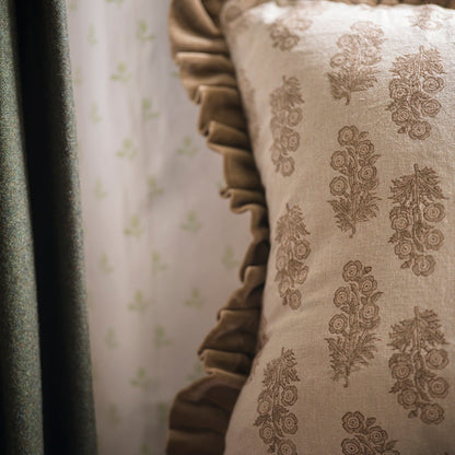 Block Print Flower Cushion – Taupe