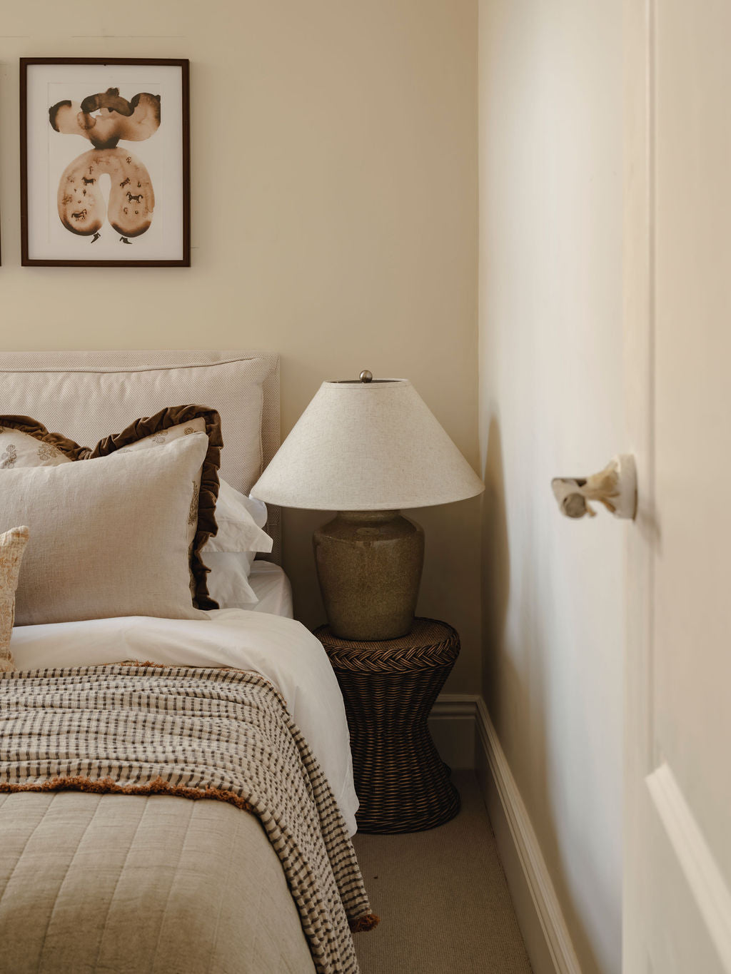 Ceramic Table Lamp With Edged Linen Shade
