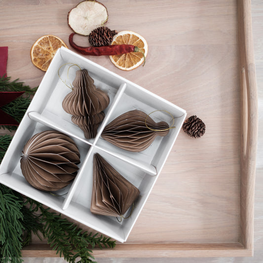 Box of 4 Chocolate Paper Hanging Decorations