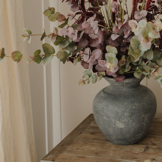 Grey Stone Fluted Vase
