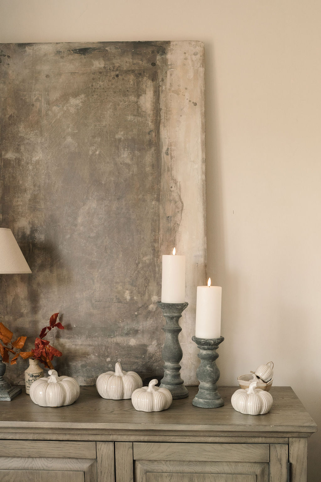 Grey Stone Candle Holders