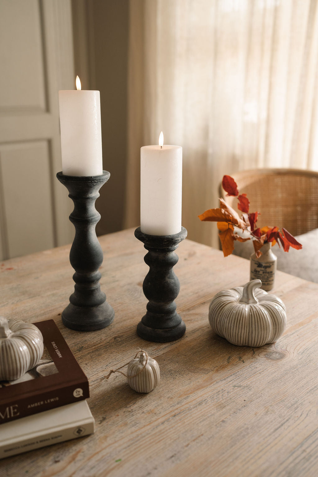 Grey Stone Candle Holders