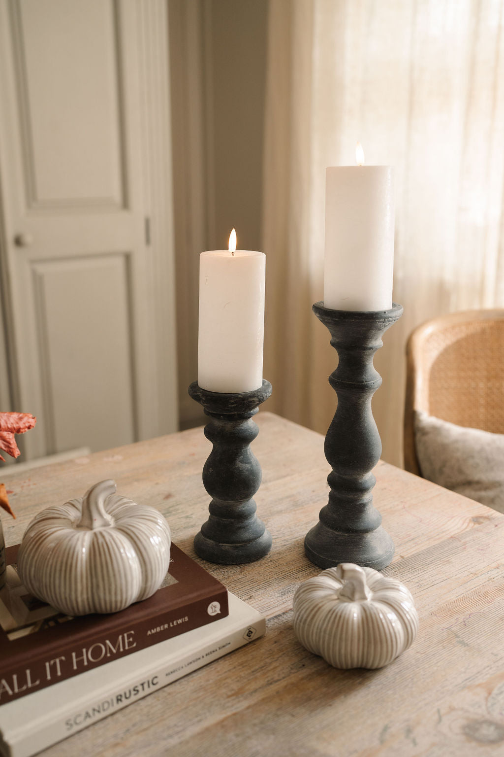 Grey Stone Candle Holders