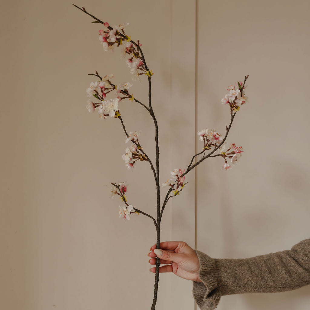 Pink and Cream Cherry Ruffled Blossom Spray