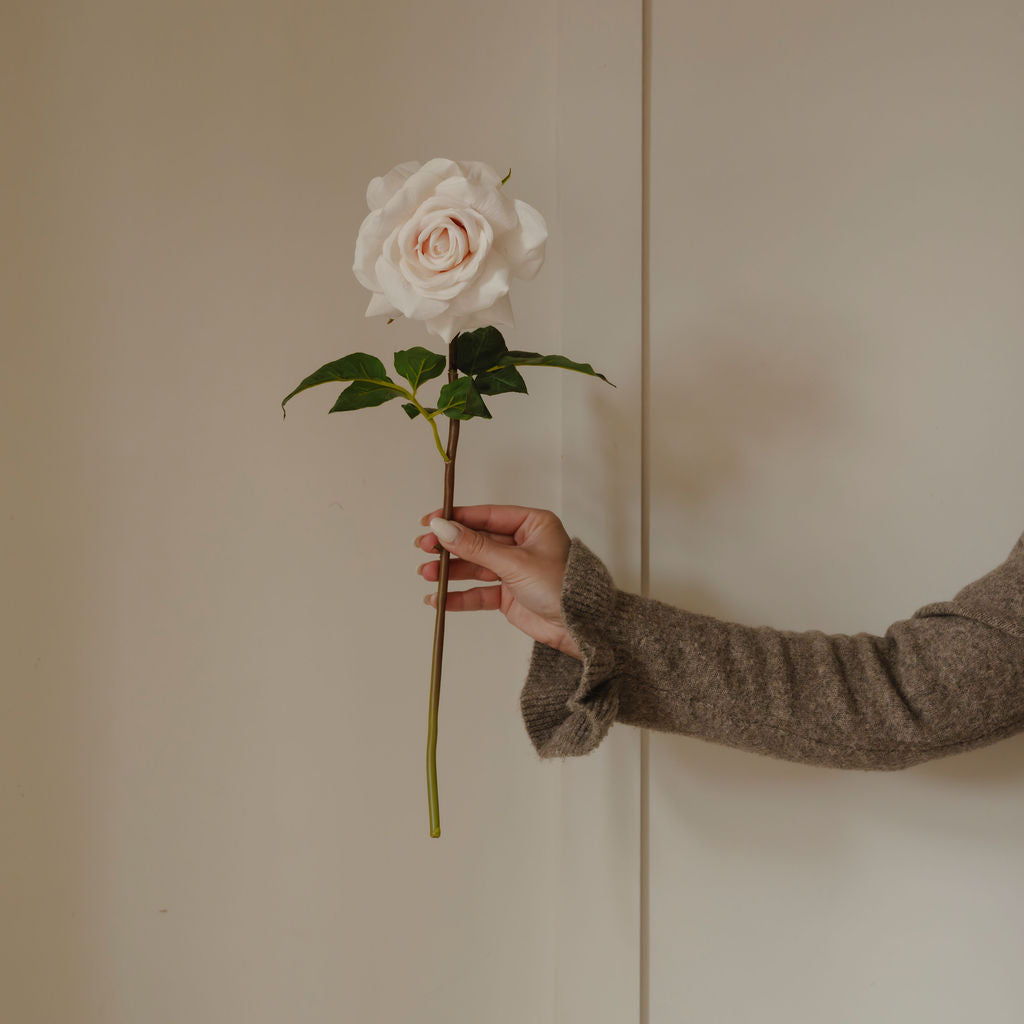 Latte Real Feel Rose with Leaves