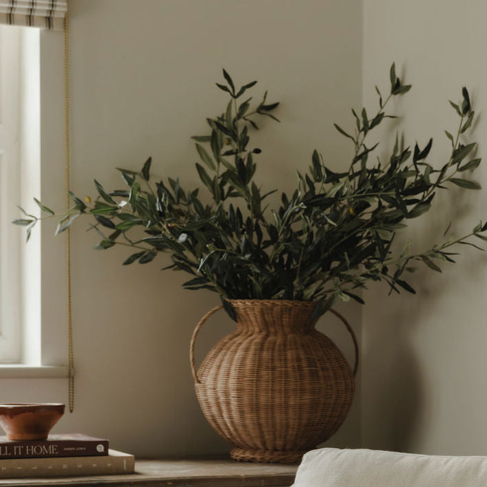 Medium Woven Vase and Olive Stems - Worth £148 - Bundle Price £118.40 Save 20%