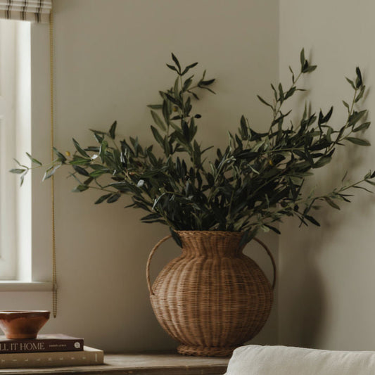 Medium Woven Vase and Olive Stems - Worth £148 - Bundle Price £118.40 Save 20%