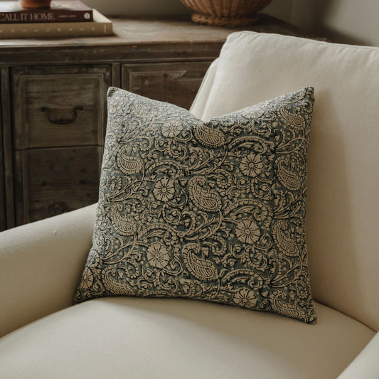 Clarendon Indigo Paisley Cushion
