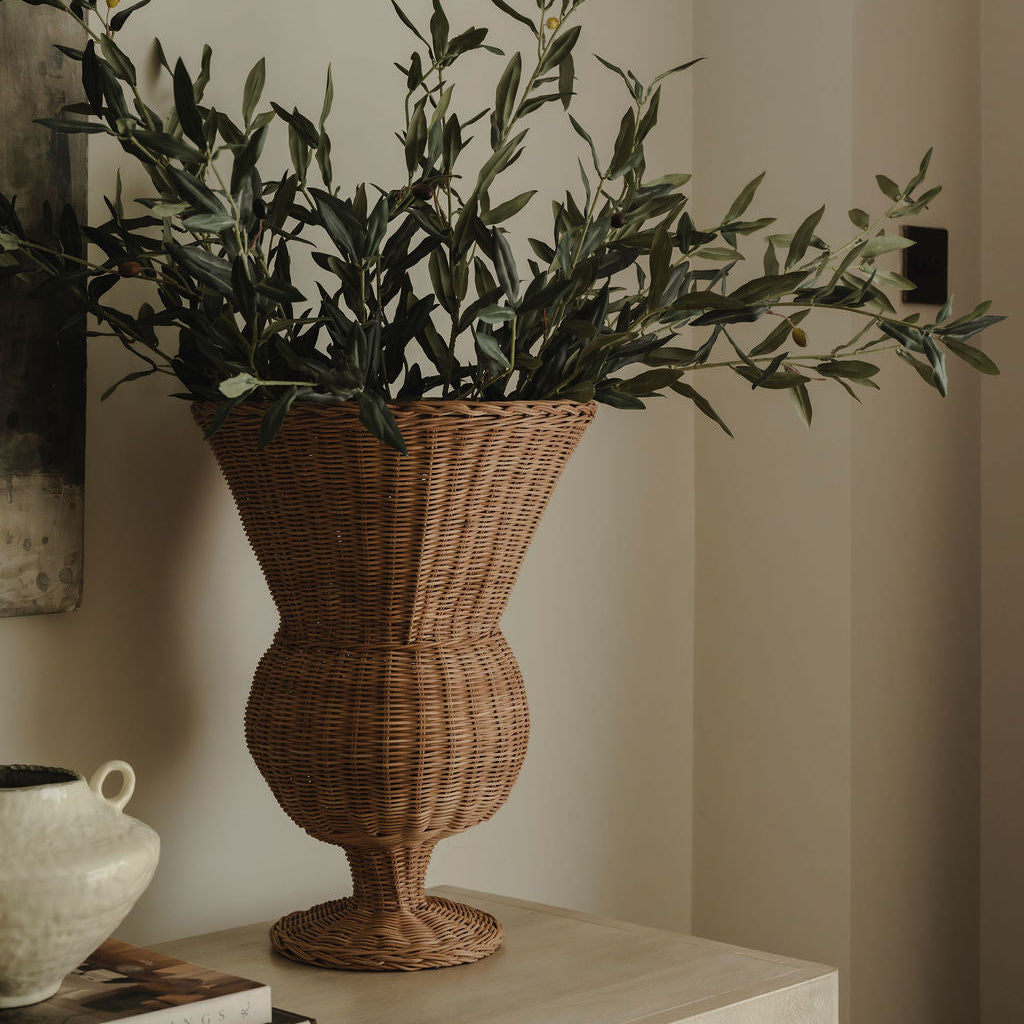 Rattan Urn & Olive Stem Bundle Worth £187 Bundle Price £149.60