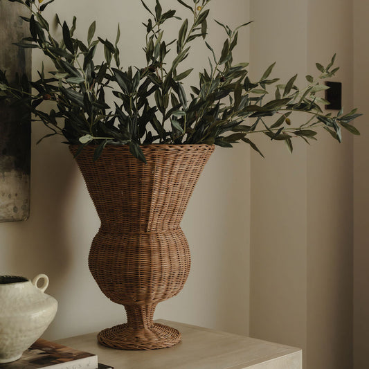 Rattan Urn & Olive Stem Bundle Worth £187 Bundle Price £149.60