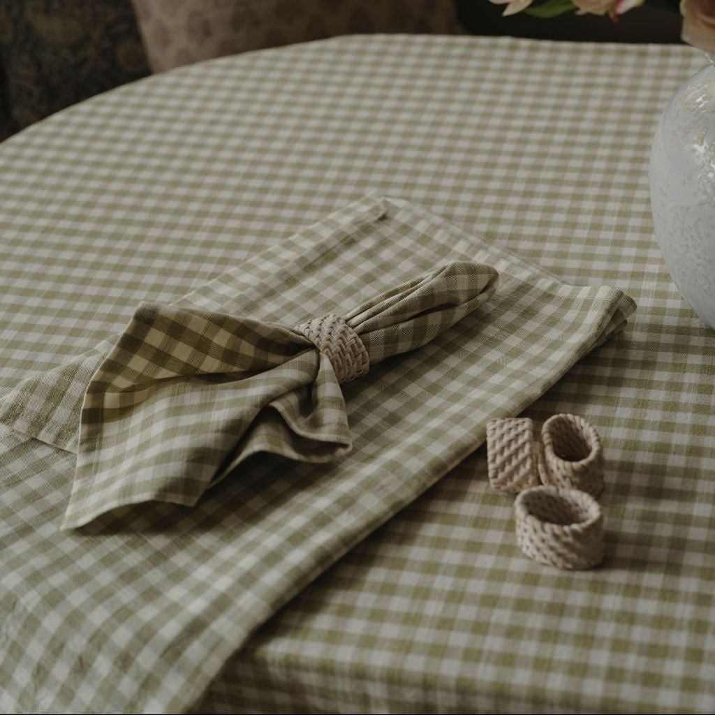 Gingham Tablecloth - Pale Olive
