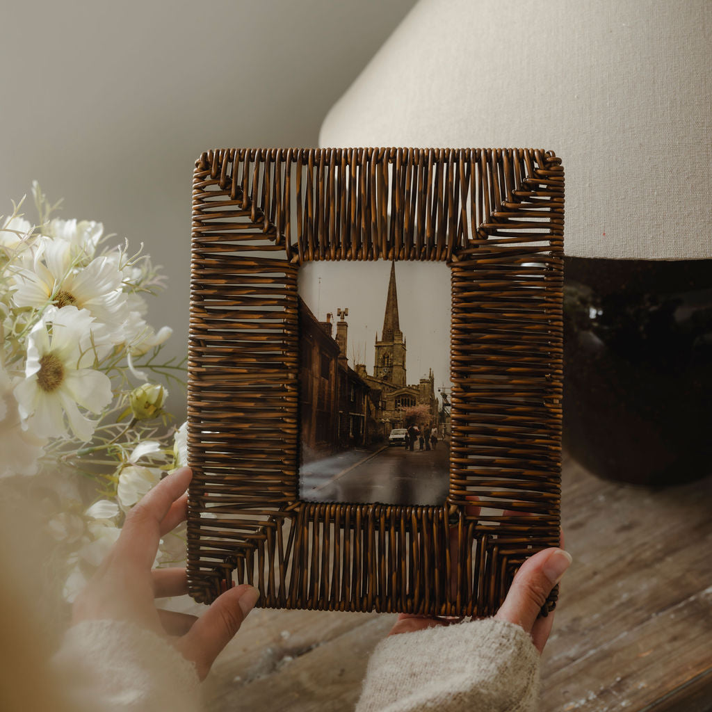 Faux Rattan Photo Frame