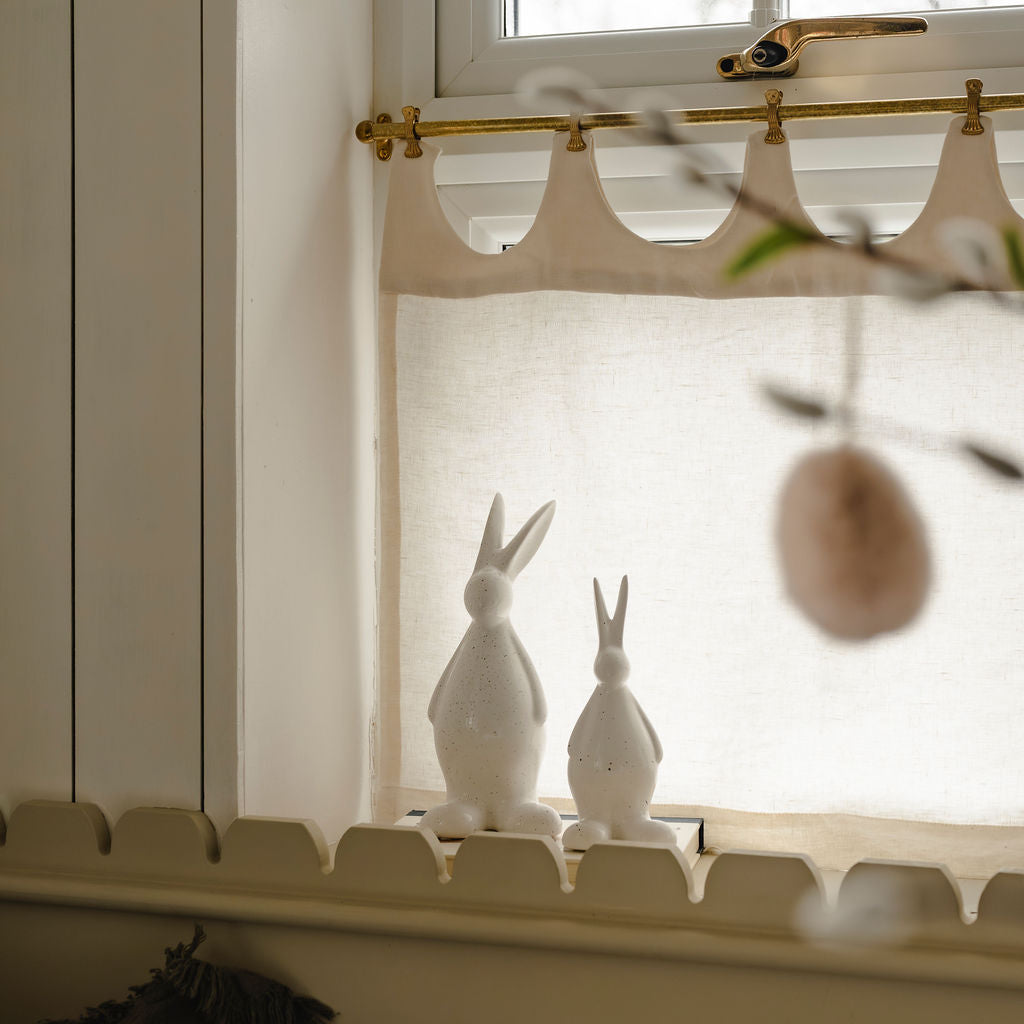 Set of 2 Ceramic White Hares