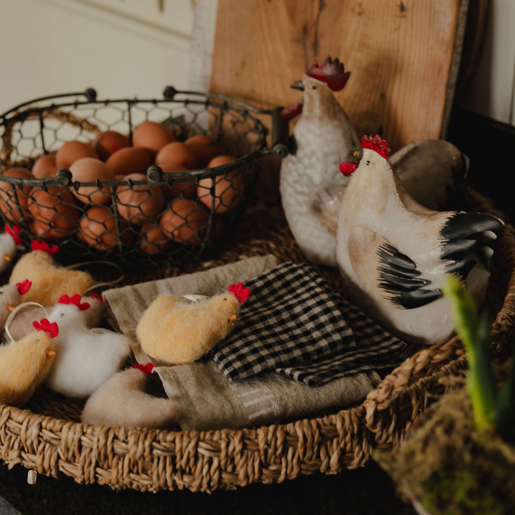 Set of 3 Mixed Hanging Felt Hens