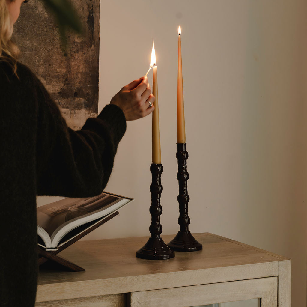 Mocha Metal Shaped Candlestick Holders