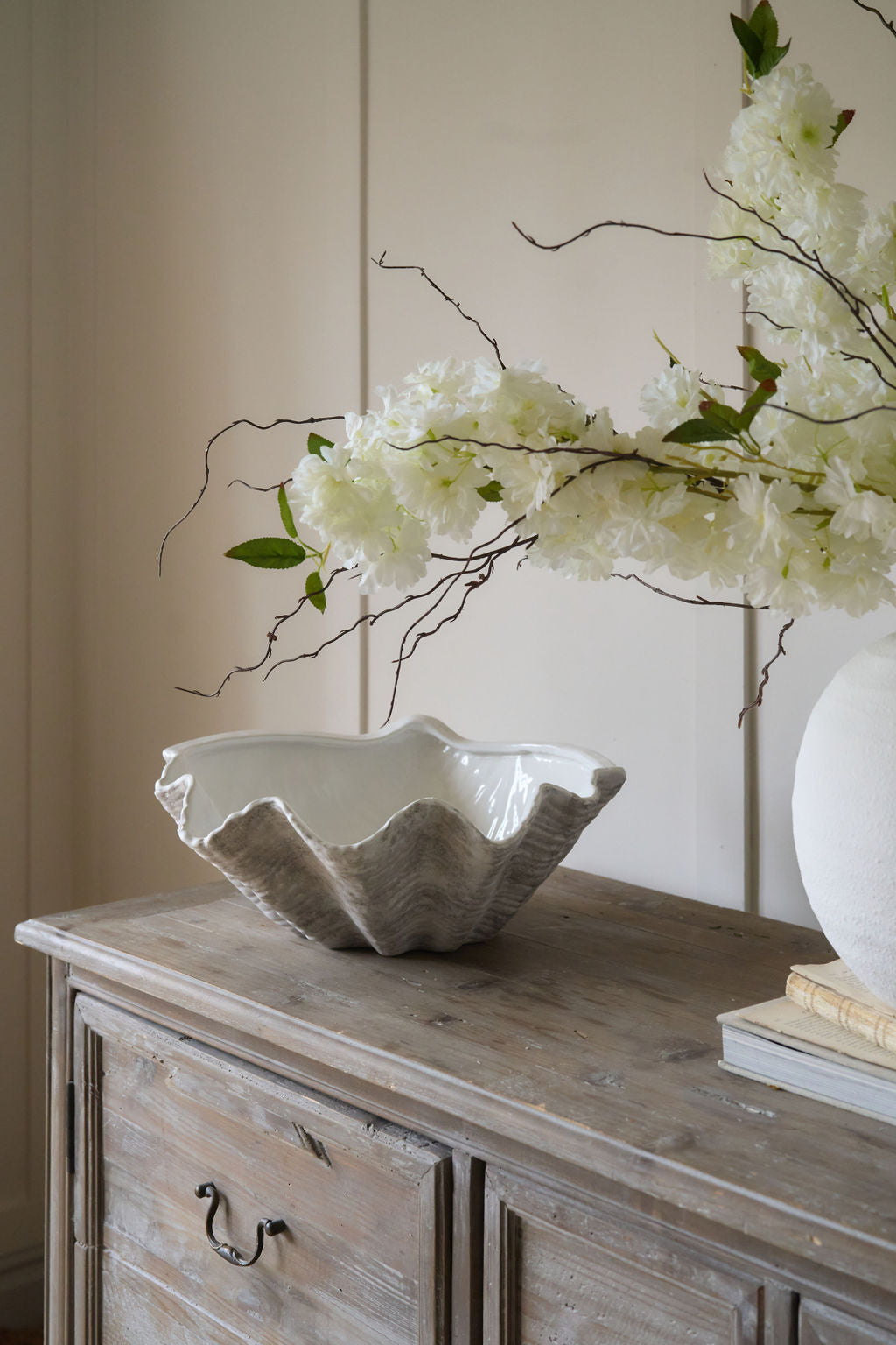 Large Ceramic Shell Bowl