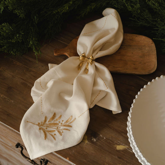 Gold Floral Napkins – Set of 4