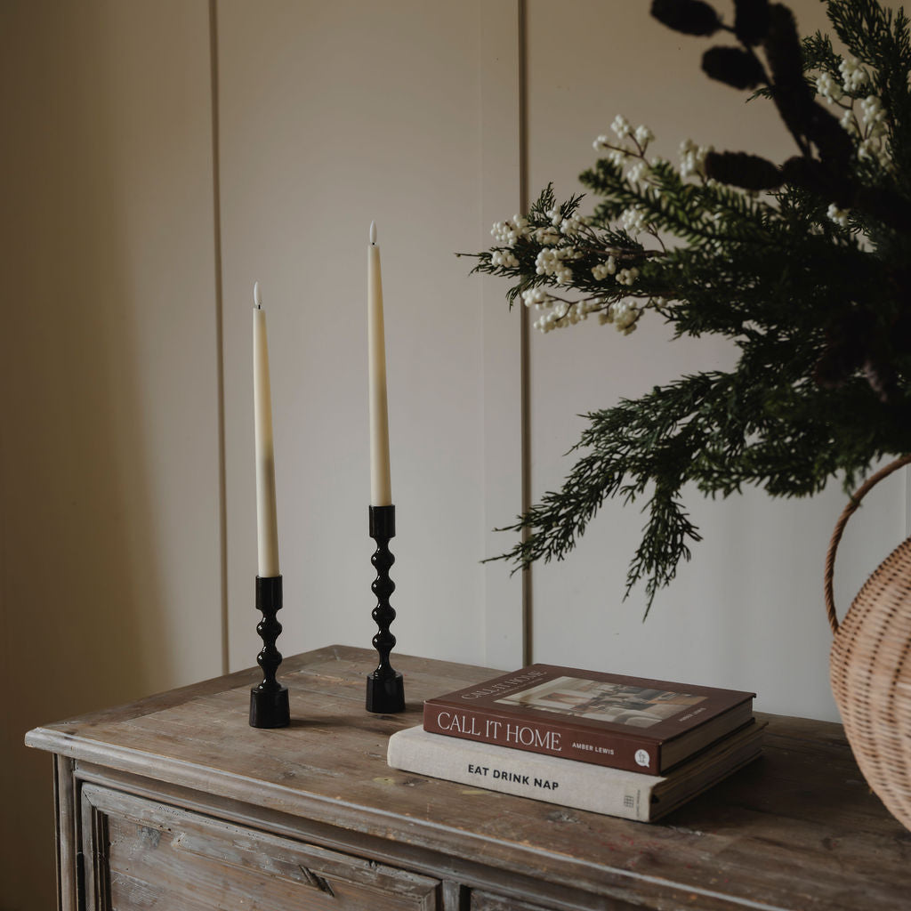 Dark Brown Metal Candlesticks (Set of 2)