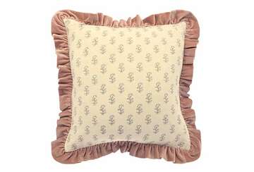 Matilda Velvet Ruffle Cushion - Rosewood