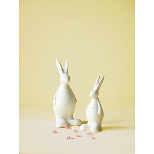 Set of 2 Ceramic White Hares